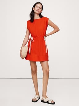 Banana Republic — Cotton Poplin Cinch-Waist Mini Dress