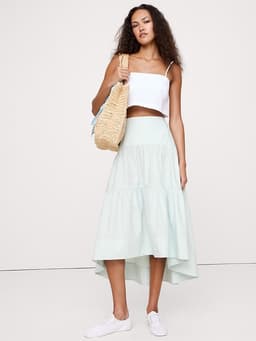 Banana Republic — Cotton Poplin Drop-Waist Tiered Skirt
