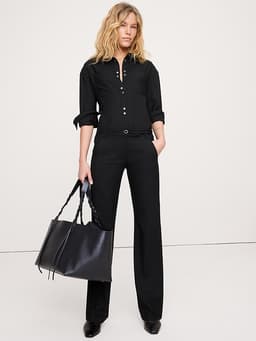 Banana Republic — Mid-Rise Straight Wool-Blend Flannel Pant