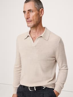 Banana Republic — Merino Johnny-Collar Sweater Polo