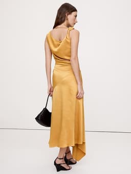 Banana Republic — Hammered Satin Twist-Shoulder Dress