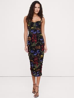Banana Republic — Ruched Mesh Corset Midi Dress