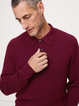 Banana Republic — Merino Waffle-Knit Sweater Polo