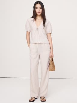 Banana Republic — Linen Tie-Front V-Neck Top