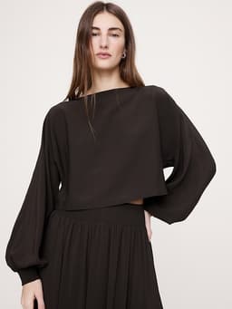 Banana Republic — Smocked Georgette Boatneck Top