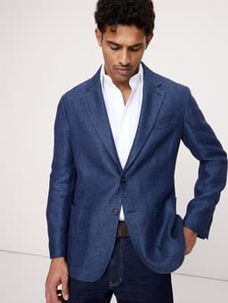 Banana Republic — Blue Herringbone Linen Sport Coat