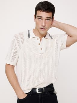 Banana Republic — Cotton Zig-Zag Sweater Polo