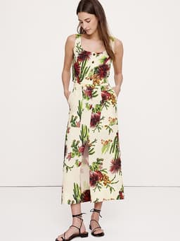 Banana Republic — Linen Front-Slit Midi Skirt