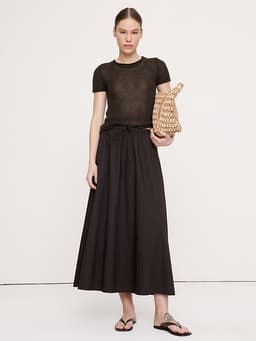 Banana Republic — Cotton Poplin Drawstring Maxi Skirt