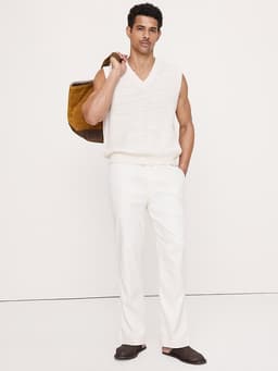 Banana Republic — Straight Italian Linen-Cotton Pull-On Pant