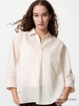 Uniqlo — Premium Linen Skipper Collar Shirt