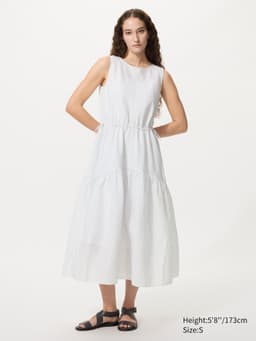 Uniqlo — Linen Blend Tiered Dress | Stripe