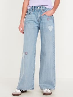 Old Navy — Super Baggy Wide-Leg Embroidered Jeans for Girls