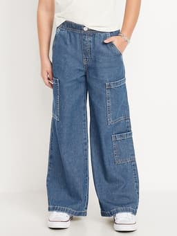 Old Navy — High-Waisted Pull-On Super Wide-Leg Cargo Jeans for Girls