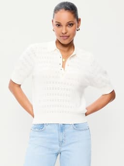 Old Navy — SoSoft Lite Short-Sleeve Pointelle Cropped Polo