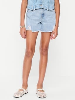 Old Navy — High-Waisted Ripped Frayed-Hem Jean Shorts for Girls