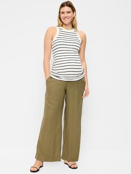 Old Navy — Maternity Rollover Waist Linen-Blend Super Wide-Leg Pants