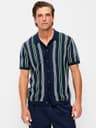 Short-Sleeve Striped Sweater Shirt