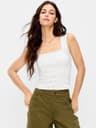 Seamed-Bodice Eyelet Tank Top