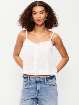 Old Navy — Lace-Trim Linen-Blend Cami Tank Top