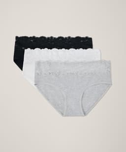 Pact — Lace Waist Brief 3-Pack - Heather Basics