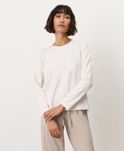 Pact — Luxe Essential Crewneck Long Sleeve Tee - Cream
