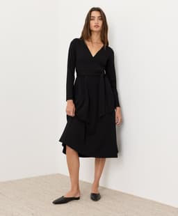 Pact — Fit & Flare Wrap Dress - Black