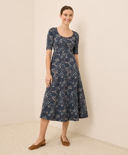 Pact — Fit & Flare Signature Scoop Dress - Mountain Meadow Midnight Blue