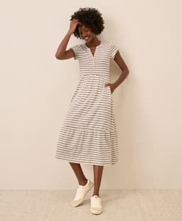 Pact — Relaxed Slub Henley Market Dress - Sequoia Stripe