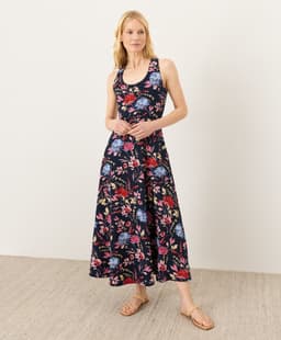 Pact — Fit & Flare Open Back Maxi Dress - Dayspring Blooms Multi