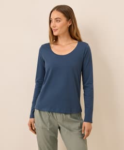 Pact — Softspun Long Sleeve Scoop Neck Tee - French Navy