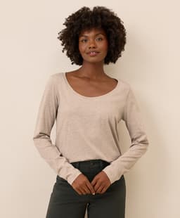 Pact — Softspun Long Sleeve Scoop Neck Tee - Flax Heather