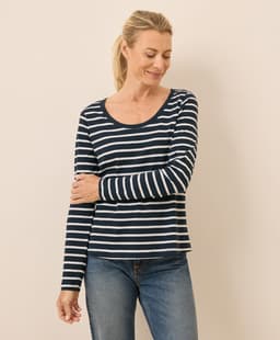Pact — Softspun Long Sleeve Scoop Neck Tee - Monterey Stripe
