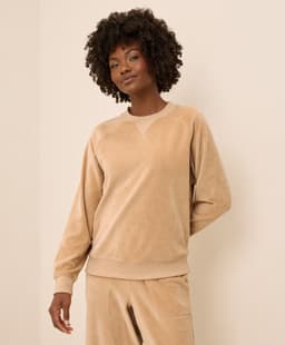 Pact — Pure Velour Crew Sweatshirt - Sesame
