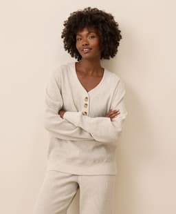 Pact — Thermal Waffle Henley Pullover - Winter White Heather