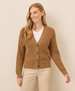 Pact — Luxe Knit Cardigan - Brown Sugar Heather
