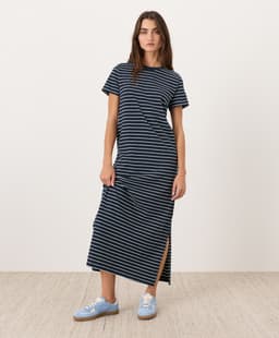 Pact — Soft-Slub Essential Easy Tee Maxi Dress - Saranac Stripe