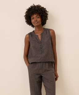 Pact — Coastal Double Gauze Henley Tank - Autumn Gingham