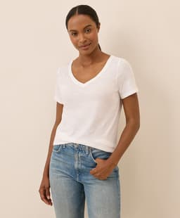 Pact — Featherweight Slub V-Neck Tee - White