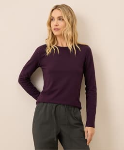Pact — Luxe Stretch Jersey Slim Long Sleeve Tee - Berry Jam