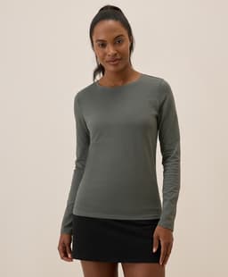 Pact — Luxe Stretch Jersey Slim Long Sleeve Tee - Castor Green