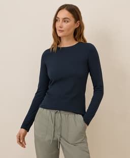 Pact — Luxe Stretch Jersey Slim Long Sleeve Tee - Midnight Blue