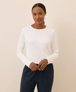 Pact — Luxe Stretch Jersey Slim Long Sleeve Tee - White