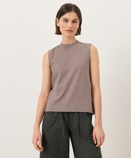 Pact — Airplane Mock Neck Shell - Deep Taupe Heather