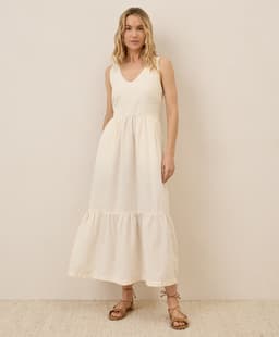 Pact — Canopy Linen Blend Easy Tank Dress - Bone