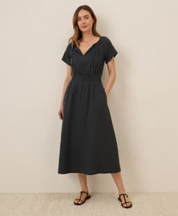Pact — Coastal Double Gauze Boho Midi Dress - Black