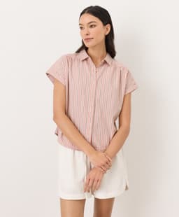 Pact — All Day Poplin Easy Shirt - Berkley Stripe Blush