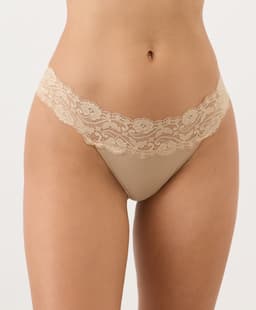 Pact — Lace Waist Thong - Sesame
