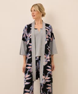 Pact — Staycation Short Robe - Dark Leaves