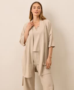 Pact — Staycation Short Robe - Flax Heather